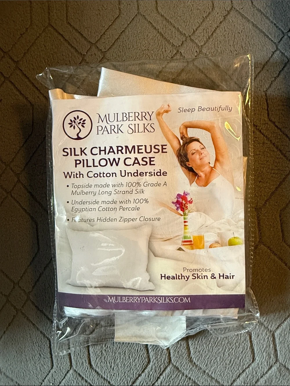 White Silk Charmeuse Pillow Case - Cotton Underside